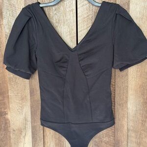 Express Black Puff Sleeve Bodysuit